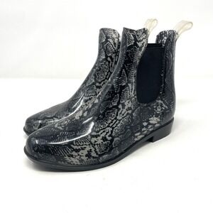 Time‎ And Tru Women's Chelsea boots  Snakeskin Print Ankle Waterproof Rain 7